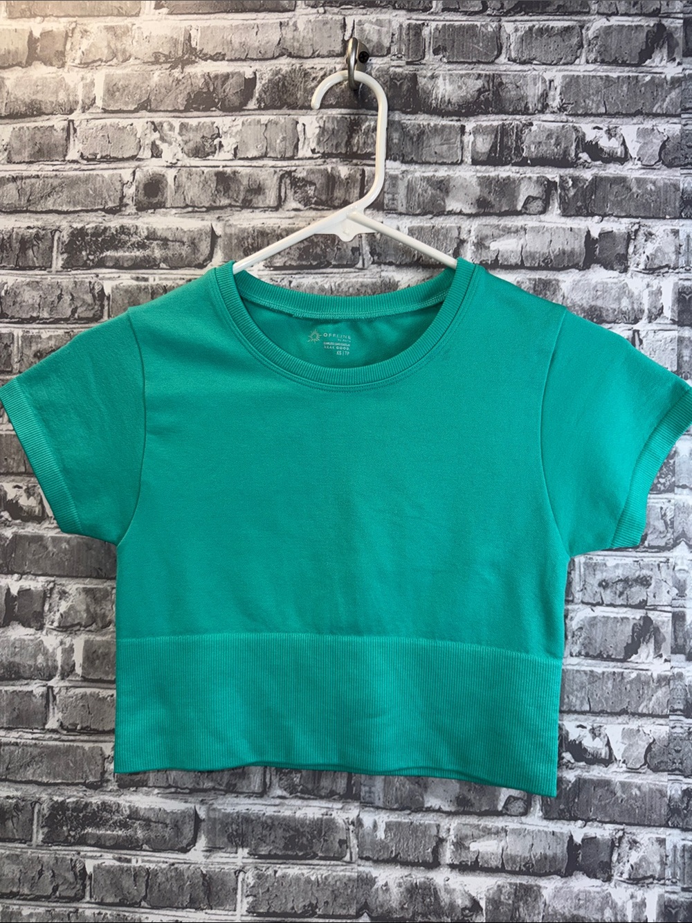 Offline by Aerie Short-Sleeve Cropped Crewneck Top